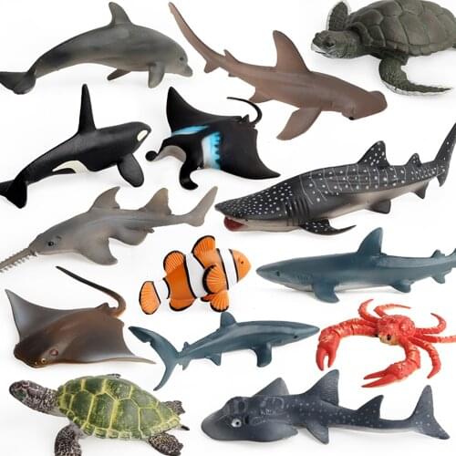 Simulated Ocean Sea Life Models Whale Dolphin Action Figures Toys Model for Children Kids Turtle Crab Figurine Animals Model Toy
