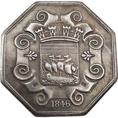 French 1846 Octagon Coin Nautical And Ship Paris Commemorative Coin Collection Crafts Souvenir Home Decoration Gifts
