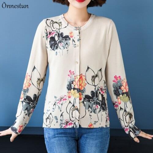 Print Floral Female Cardigan Chinese Style Spring Autumn High Quality Sweater Women Clothing Long Sleeve Top Cardigans