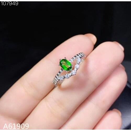 KJJEAXCMY boutique jewelry 925 sterling silver inlaid natural diopside gemstone female ring set support detection mini
