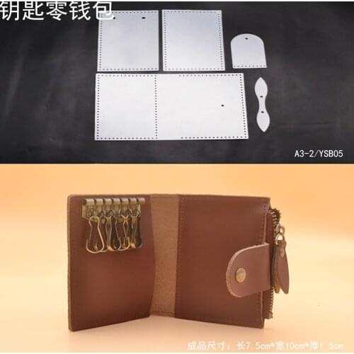 DIY leather wallet key ring card holder pvc template sewing