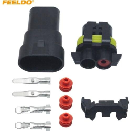 FEELDO 1Set Car Motorcycle HB4/9006 Bulb Waterproof Quick Adapter Connector Terminals DIY Plug Male/Female Kit #FD-2461