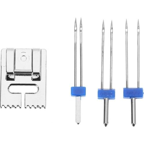 Metal Sewing Machine Presser Foot with 3 Sizes Double Twin Needles Pin For Brother Singer Janome Sewing Tools