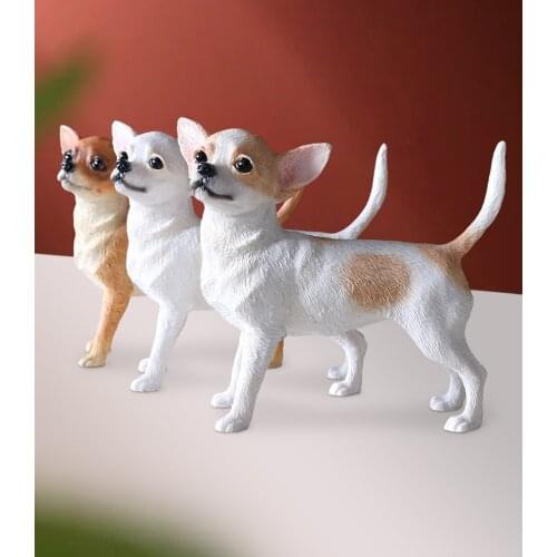 JJM Cute Chihuahua Dog Pet Figure Animal Model Car Decoration Toy Gift Artware Model Educational for Children Adults Kids Gift