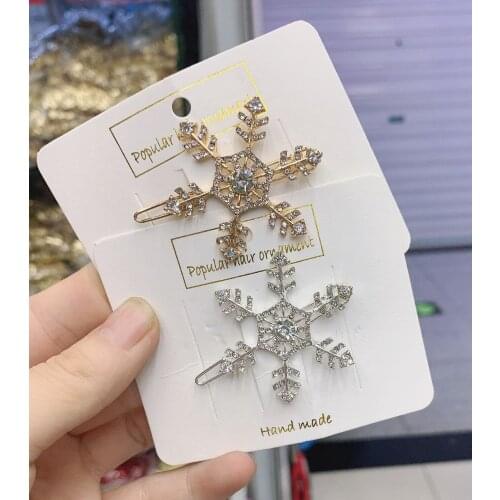 Fashion rhinestone crystal snow shape hairgrips barrettes hairpins headwear hair accessories