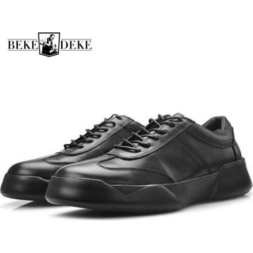 2021 Top Brand Genuine Leather Mens Shoes Casual Business Man Footwear Fashion Thicken Platform Lace Up Antiskid Zapatos Hombre