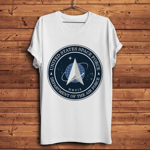 United States Space Force badge printed geek tshirt men new white casual short sleeve t shirt unisex streetwear tee