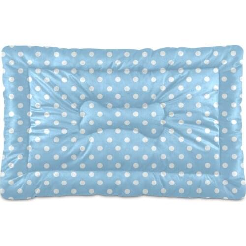 Polka Dots Print Soft Pet Bed Animals Cushion For Cat Dog Washable Anti-Slip Pet Mat House Short Plush Kennel Mat Warm Sleeping