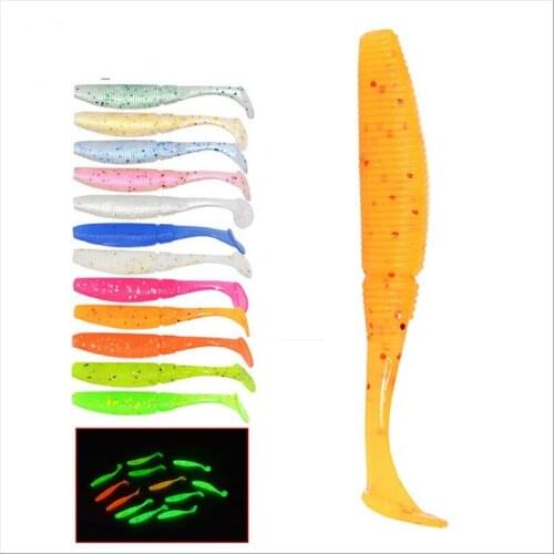 15PCS Suitable For Deep Sea Night T Tail Soft Lure Strong Light Luminous Various Fluorescence Effect Environment Protection