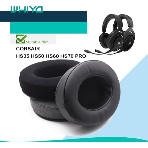 Whiyo Soft Velvet Replacement EarPads for CORSAIR HS35 HS50 HS60 HS70 PRO Headset Cushion Cover Bumper Pads
