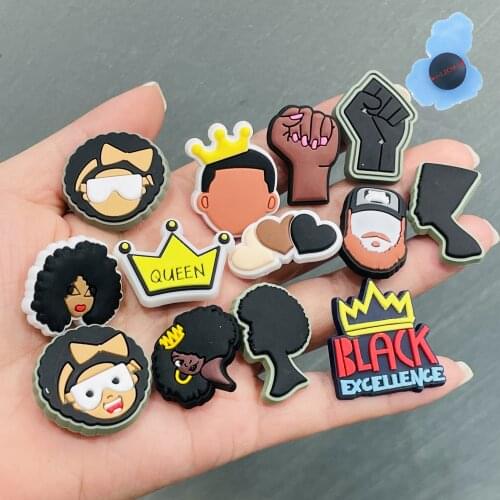 New Decorate Charms Accessories Custom Cartoon Cute PVC Shoe Croc Jibz Buttons Sandals Charms Black Lives Dope Father Portrait
