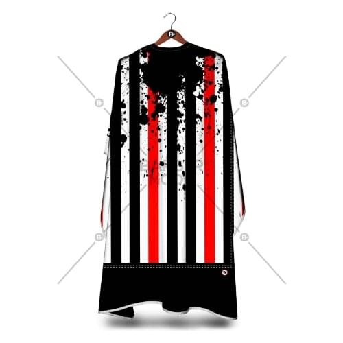 Red in Black Penuar Hair Salon Barber Haircut Clothes, Fashion Hair Cutting Stylish Gown Cape, Hairdresser Cape