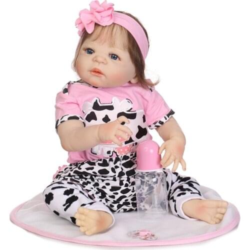 Full silicone reborn baby dolls 23" girl body rooted hair NPK pink doll reborn adorable children princess dolls bebe bonecas