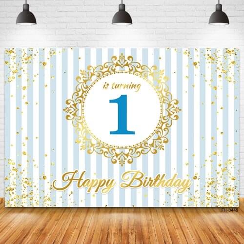 Custom Name Newborn Baby Shower Child Boy Girl Princess 1st Birthday Party Backdrop Photography Blue Stripe Background Photocall