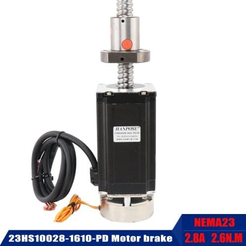 23HS10028-SFU1605 ball screw motor large torque 260N.cm 2.8A NEMA23 stepper motor with holding brake two phase 57 power off