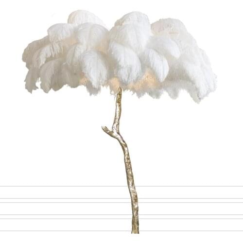 Modern Ostrich Feather LED Stand Light Lighting for Bedroom Living Room Floor Lamp Nordic Interior Decor Floor Lamp Stand Light
