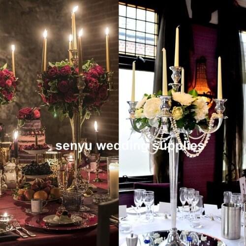 Wedding table white candle holder flower stand centerpieces for decoration wedding artificial flowers table decor senyu0400