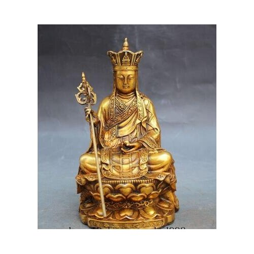 Tibet Buddhism Fane Joss Bronze Gilt Jizo Ksitigarbha Bodhisattva Buddha Statue