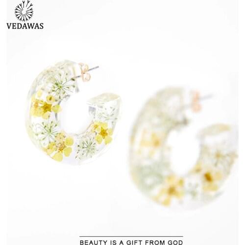 Vedawas Spring ZA Flower Hoop Earrings for Women Elegant Cute Stud Earrings Wedding Party Jewelry Girlfriend Gifts Wholesale Hot