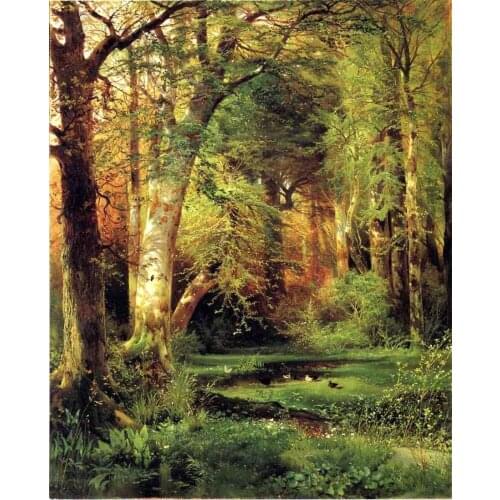 Cross-Stitch Scenery Forest Green Trees Needlework 14CT Unprinted DIY Cross Stitch Kits Handmade Arts Embroidery Wall Decor