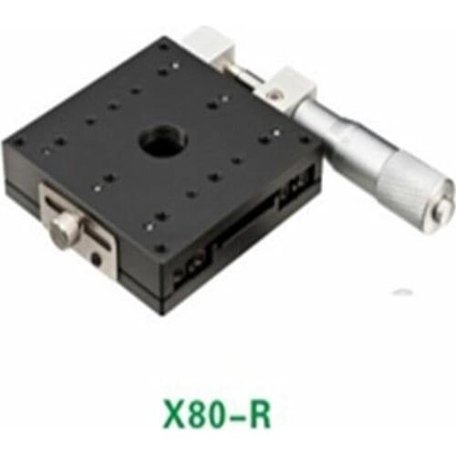 X Axis 80X80mm Platform Precision Bearing Linear Stage Right Micrometer