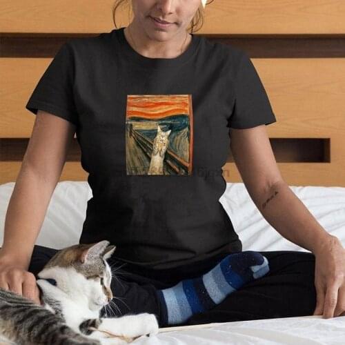 The Scream Cat Funny T-Shirt Women Cute Summer Graphic Tee Meme Shirt For Cat Lovers