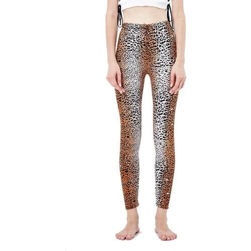 LJCUIYAO Women High Waist Leggings Leopard Print Pattern Skinny Workout Pencil Pants Ladies Stretch Running Trousers Plus Size