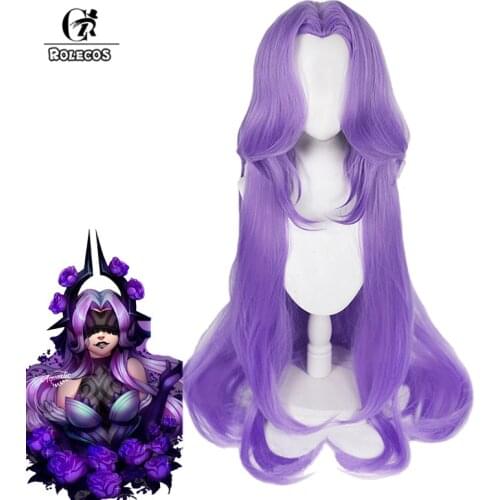 ROLECOS LOL Syndra Cosplay Wig Game LOL Withered Rose Syndra Cosplay Wig 100cm Women Headwear Long Synthetic Hair Heat Resistant