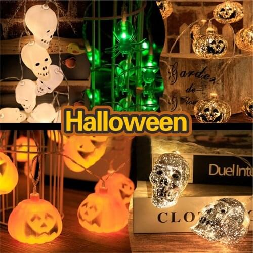 1.5m 10Led Halloween Pumpkin Ghost Skeletons Bat Spider Led Light String Festival Bar Home Party Decor Halloween Ornament