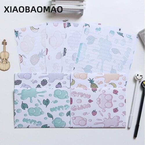 10 Envelopes +Letter Papers Cartoon Fruit Envelope Letter Set Writing Paper Gift Stationery
