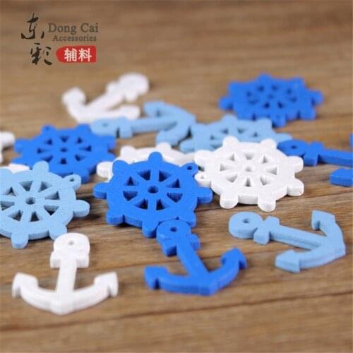 100pcs Wooden Button Sewing-accessories Painting Anchor Helm Buttons Handmade DIY Sewing Supplies Kids' Clothes Accessories