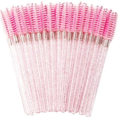 Good Quality Disposable 1000Pcs/Pack Crystal Eyelash Makeup Brush Diamond Handle Mascara Wands Eyelash Extension Tool