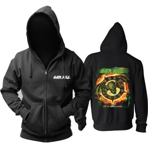 12 designs Overkill Harajuku Zipper Sweatshirt 3D Rock Hoodies demon Black Heavy Metal Sweatshirt Rocker Streetwear sudadera