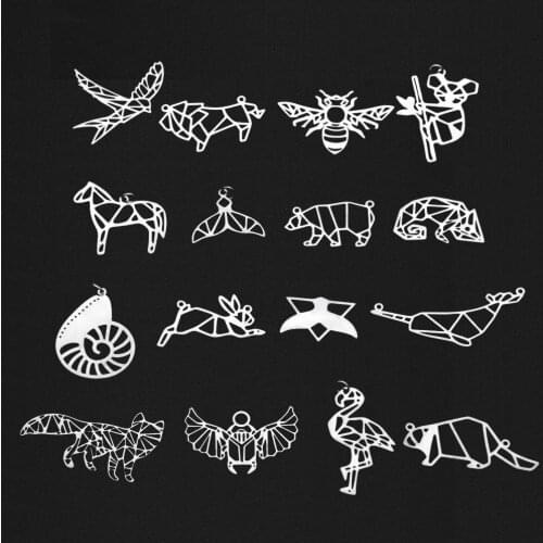 20pcs/lot Mix Designs Stainless Steel Large Animal Lion Fox Bird DIY Jewelry Charms Connector Wholesale Top Quality