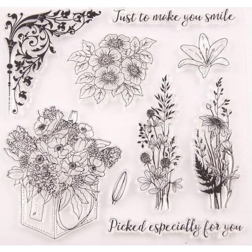 2020 Fresh flowers bouquet Clear Stamps DIY Scrapbooking Craft Supplies Silicone Seal Custom Photo Album ink pad Stamping