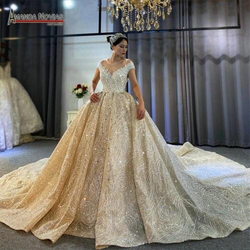 2021 Dubai style luxury beading wedding dress real designer dress amanda novias