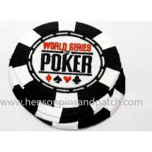 3inch Retail small order quantity iron on poker embroidery patch for world series