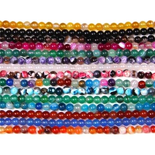 4mm Small Size natural agates stone beads Wholesale Loose Round yellow blue agat gem bead for jewelry making Beadwork Accessorie