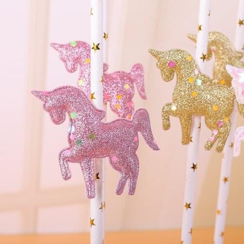 5pcs Unicorn Cake Topper Glitter Gold Happy Birthday Cupcake Topper For Birthday Unicorn Party Cake Decorations Baby Shower