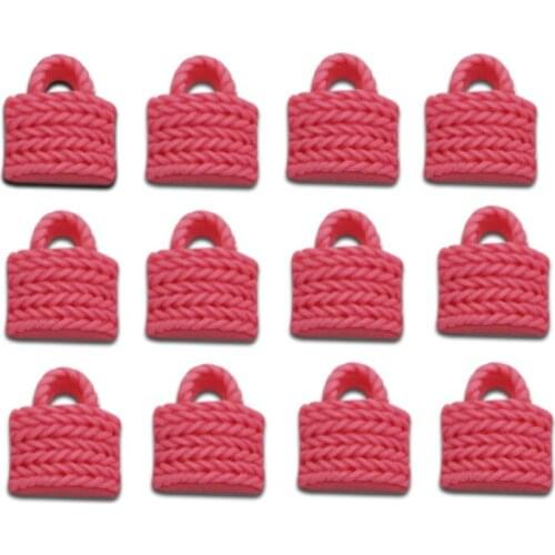 50Pcs Dark Pink Bags Resin Decoration Crafts Beads Frame Flatback Cabochon Scrapbook DIY Embellishments Accessories