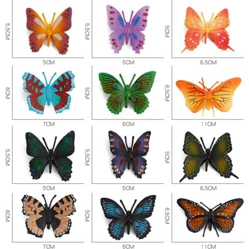 6PCS Simulation Insect Model Ornaments Set Realistic Butterfly Child Educational Prop Scene Decor Kids Toy