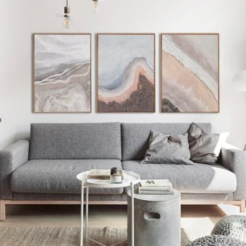 Abstract Wave Pattern Grey Yellow Paint Painting Modern Canvas Art Fashion Wall Pictures For Living Room Decor Posters Prints