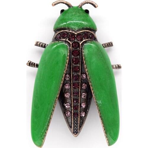 Antique Copper Purple Rhinestone Enamel Wing Bug Pin brooches C555 D3