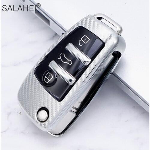 TPU Carbon Fiber Car Key Cover Protection Case For Audi A1 A3 A4 8P 8L 8V S3 RS3 Q3 Q7 C5 C6 S3 TT Full Cover Accessories