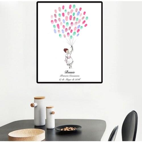 Baby Shower Communion Wedding Gifts for Guests Cartoon Animal Painting Kid room decor Baptism fingerprint painting Communion