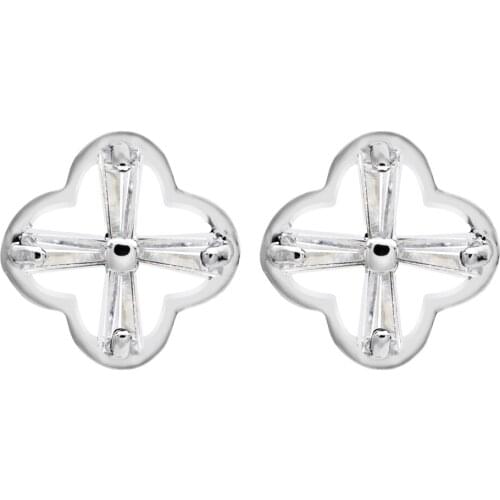 Girls Square stone AAA Zircon Earrings White Gold White Black Zircon Small Wedding Earrings Jewelry earrings ER-302