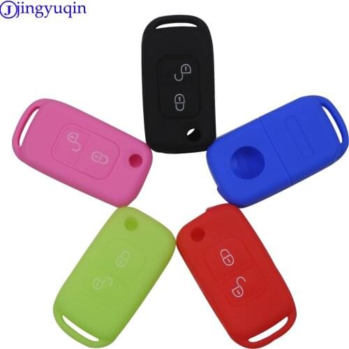 Jingyuqin Silicone Key Fob Case Cover For Mercedes Benz E113 A C E S W168 W202 W203 Two 2 Buttons Flip Folding Car Accessories
