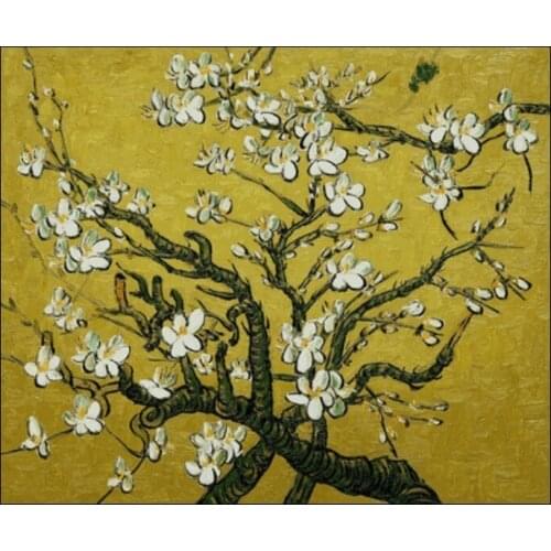 Handpainted Vincent Van Gogh Painting Branches of an Almond Tree in Blossom Still Life Painting on Canvas No Framed