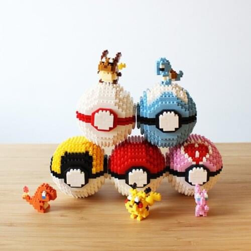 Pokemon Ball Blocks Micro Building Blocks Small Particles Mini Building Assembled Pikachu Toy Educational Toys