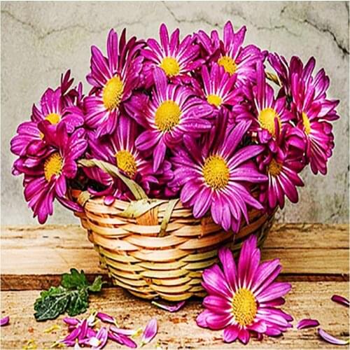 Beautiful Chrysanthemums in Late Autumn Diamond Painting Floral Round Full Drill Flowers DIY Mosaic Embroidery 5D Cross Stitch